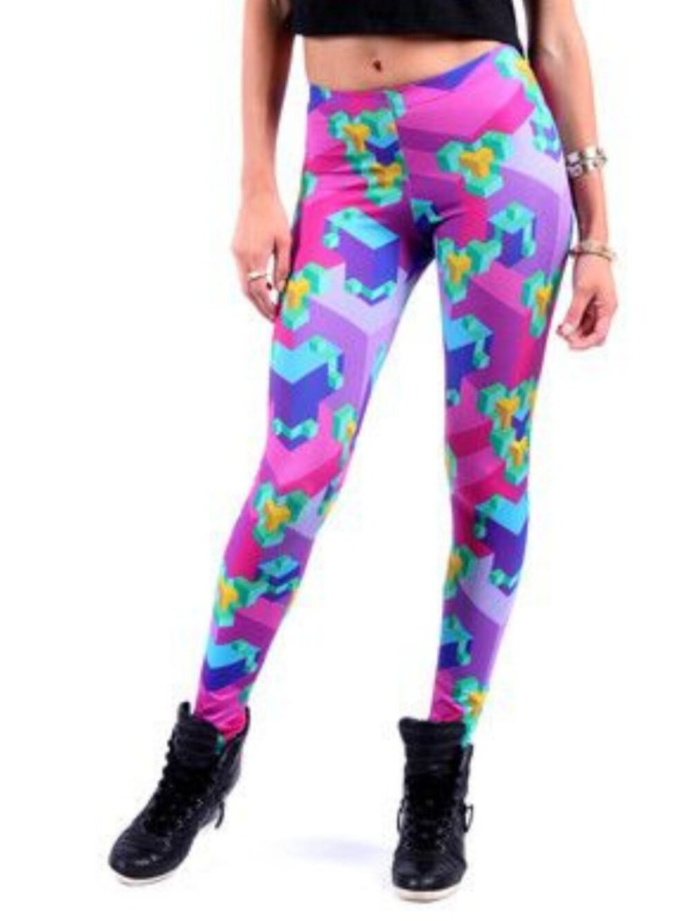 Pixel printed leggings, size M